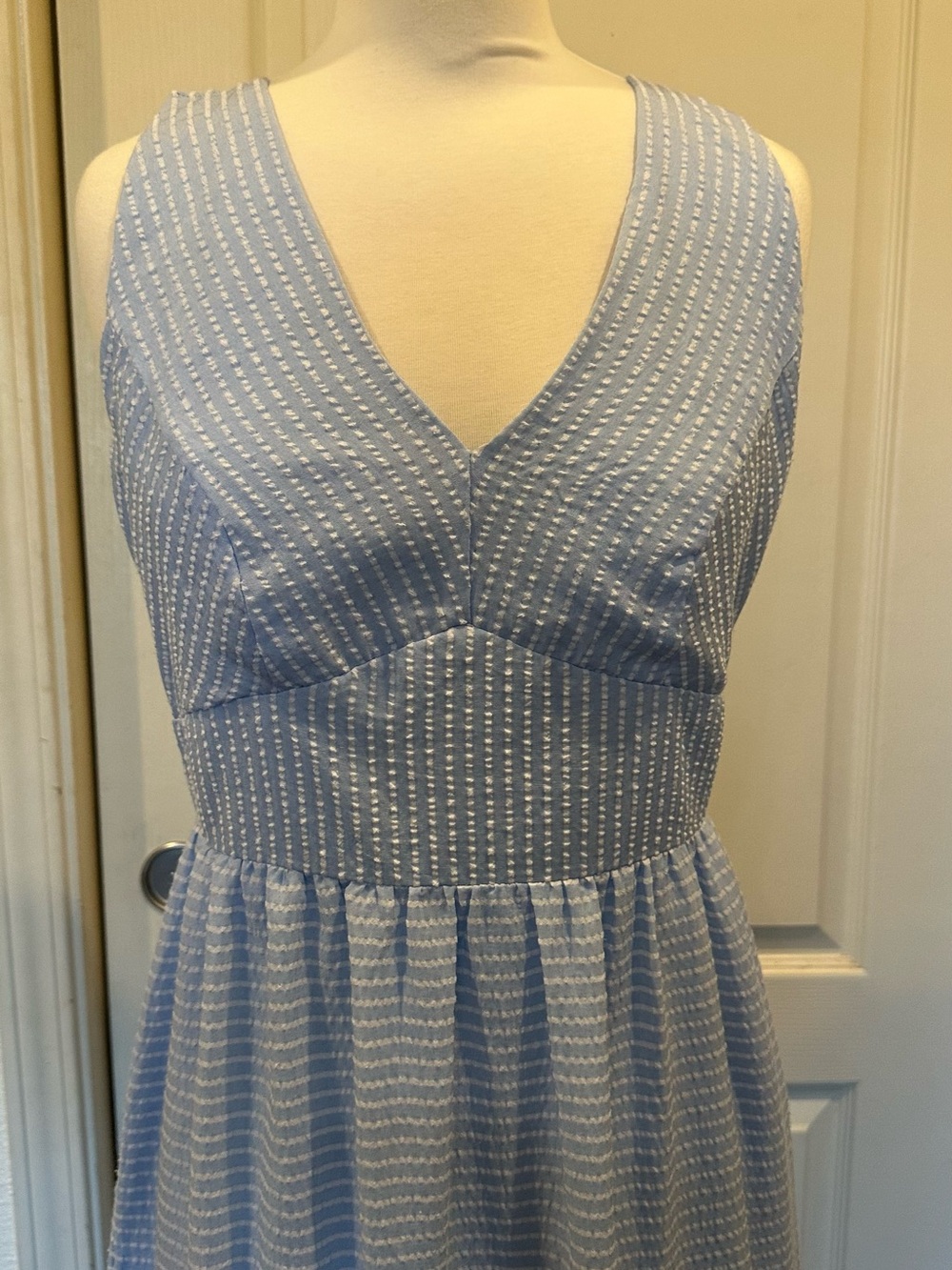 Taylor Sky Blue V-Neck Smocked Waist Tiered Maxi Dress - Picture 3 of 5